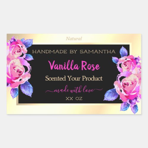 Floral Pink Purple Black and Gold Product Labels