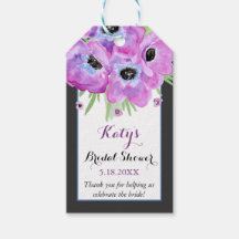 Floral Pink Purple Blue Bridal Shower Favor Tag