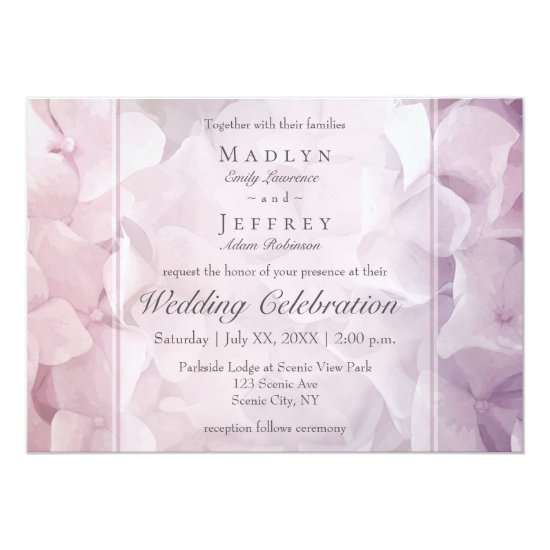Floral Pink Purple Hydrangea Garden Wedding Invitation