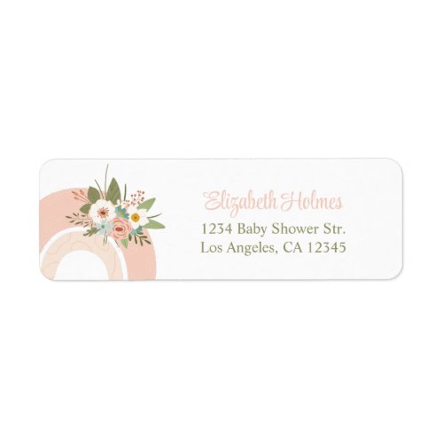 Floral Pink Rainbow Baby Shower Address Label