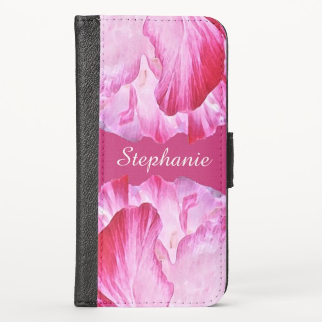 Floral Pink Red Poppy Flowers iPhone X Wallet Case