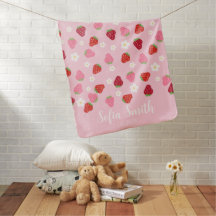 Floral Pink Red Strawberry Pattern Personalized