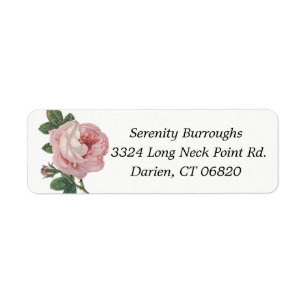 Floral Pink Rose Flowers - Wedding, Engagement Label
