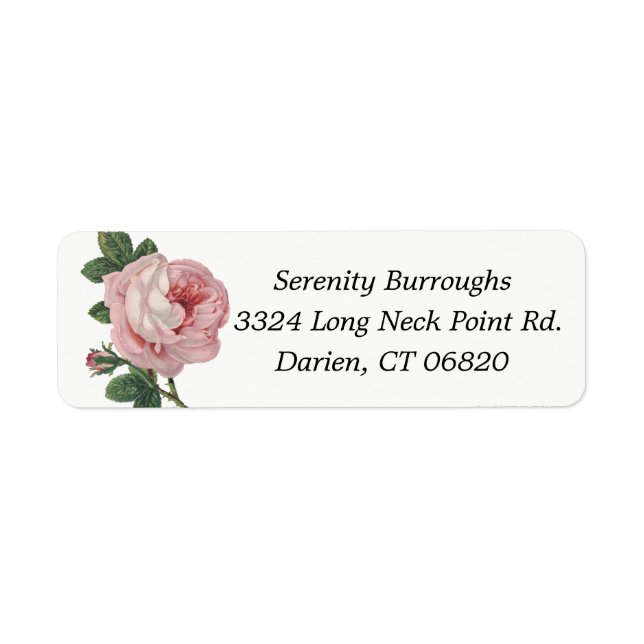 Floral Pink Rose Flowers - Wedding, Engagement Label (Front)