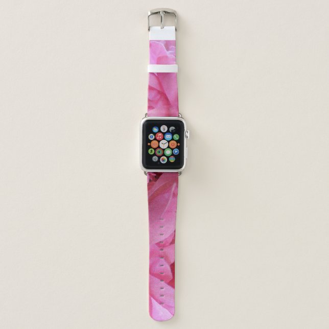 Floral Pink Rose Garden Flower Abstract Pattern Apple Watch Band (Front)