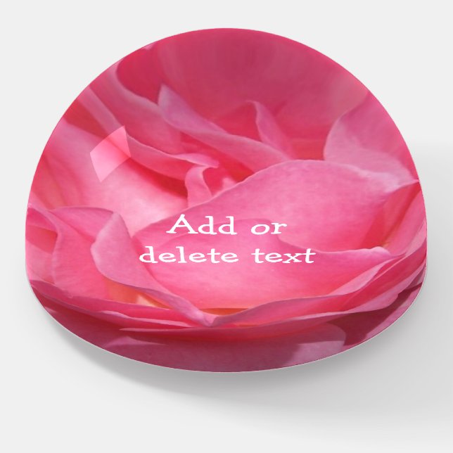 Floral Pink Rose Paperweight (Angled)