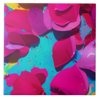 Floral Pink Rose Petals Ceramic Tile