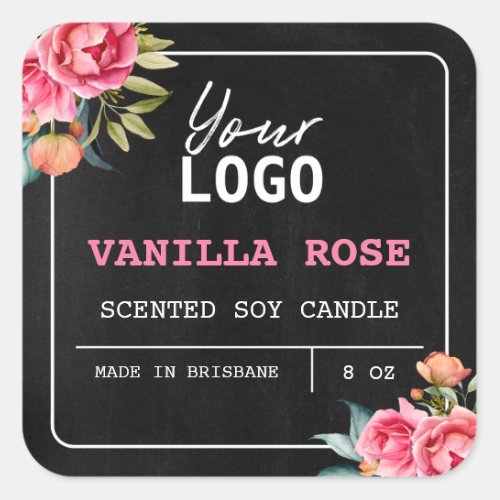 Floral Pink Rose Scented Logo Product Labels