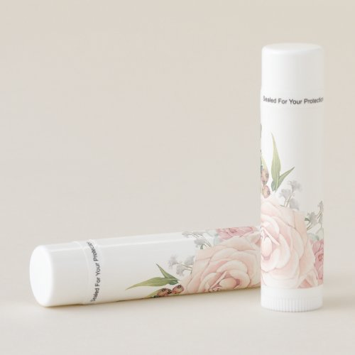 Floral Pink Roses and Greenery Lip Gloss Lip Balm
