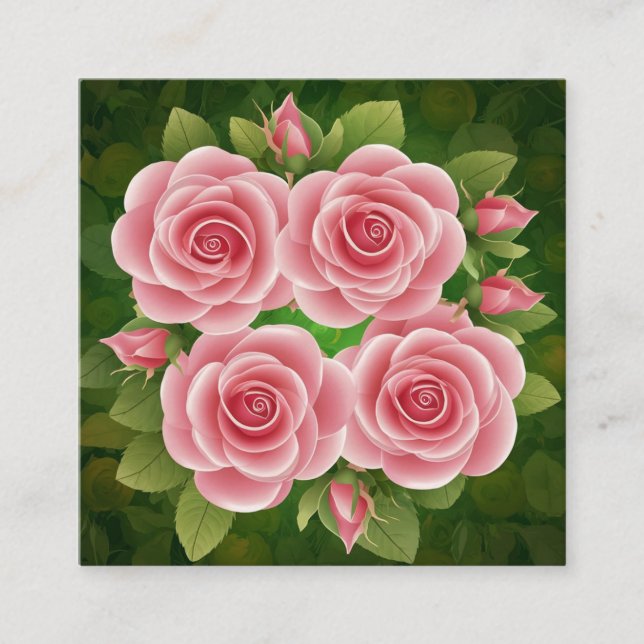 Floral Pink Roses Business Card (Front)