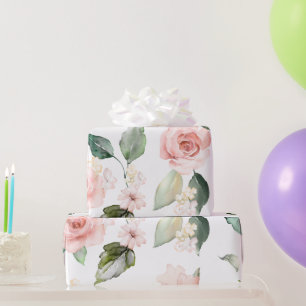 Floral Pink Roses Elegant Wrapping Paper