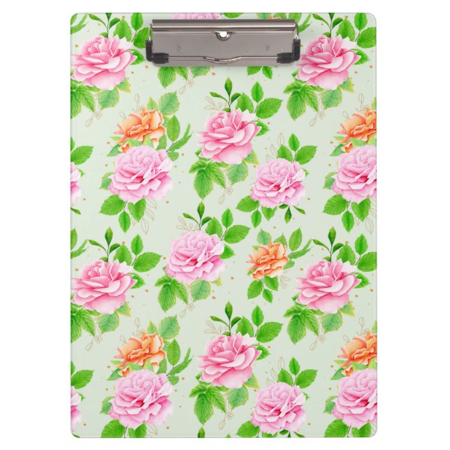 Floral Pink Roses Pattern-23670 Clipboard (Front)