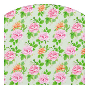 Floral Pink Roses Pattern-23670 Door Sign