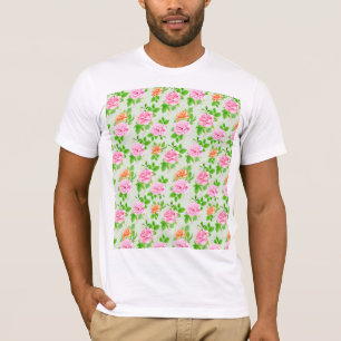 Floral Pink Roses Pattern-23670 T-Shirt