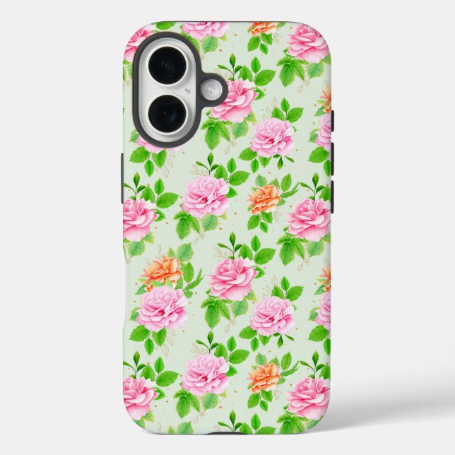 Floral Pink Roses Pattern Case-Mate iPhone Case (Back)