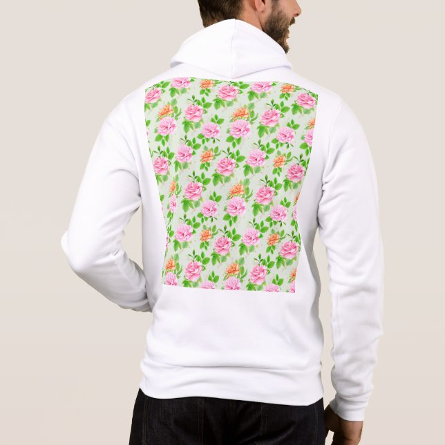Floral Pink Roses Pattern Hoodie (Back)