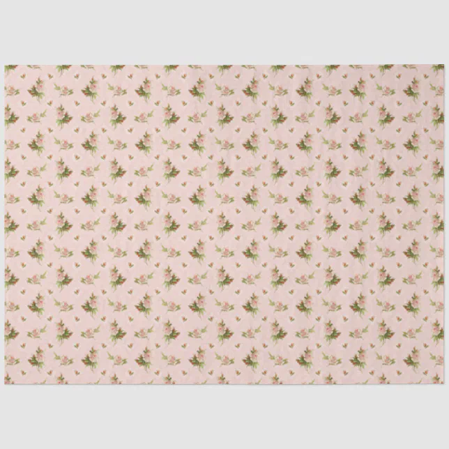 Floral Pink Roses Vintage Farmhouse Baby Nursery Tissue Paper | Zazzle
