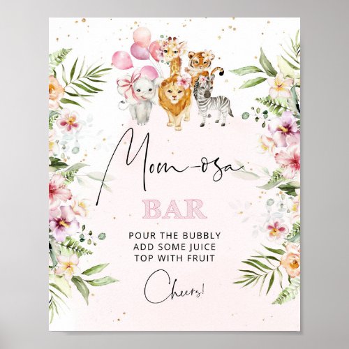 Floral pink Safari animals Mom_osa bar sign