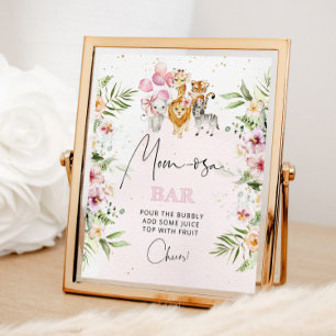 Floral pink Safari animals Mom-osa bar sign