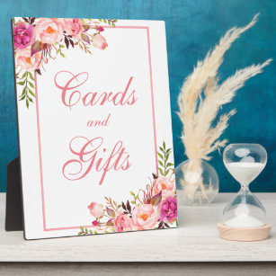 Floral Pink Shower or Wedding Cards Gifts Plaque
