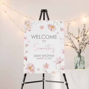 Floral Pink Spring Baby in Bloom Welcome Sign