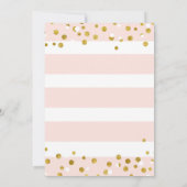 Floral Pink Stripes Gold Confetti Baby Shower Invitation (Back)