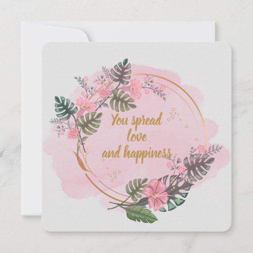 Floral pink thank you card