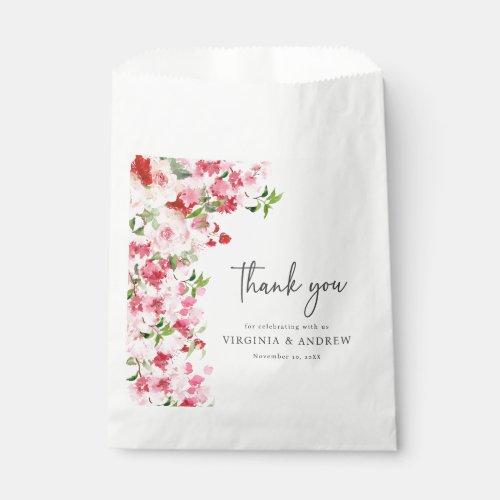 Floral Pink Thank You Favor Bag