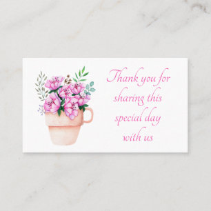 Floral Pink Thank You Watercolor Flower Wedding Place Card