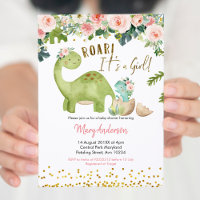 Floral Pink Tropical Dinosaur Baby Shower