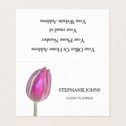 Floral Pink Tulips Wedding Event Planner White Business Card