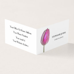 Floral Pink Tulips Wedding White Event Planner Business Card