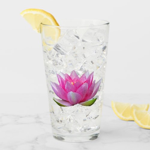 Floral Pink Water Lily Lotus Flower Glass Tumbler