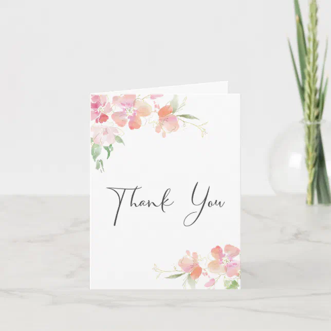 Floral Pink Watercolor Baby Shower Thank You Card | Zazzle