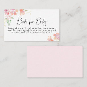 Floral Pink Watercolor Books for Baby Shower Enclosure Card
