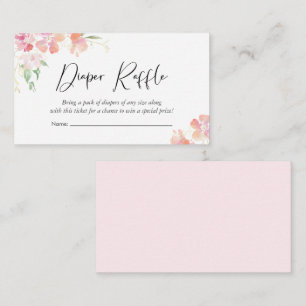 Floral Pink Watercolor Diaper Raffle Baby Shower Enclosure Card