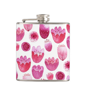 Floral Pink Watercolor Flask