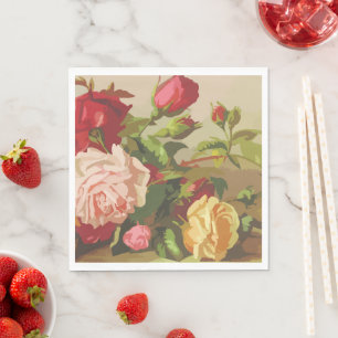 Floral Pink Watercolor Trend Roses Daisies Napkins