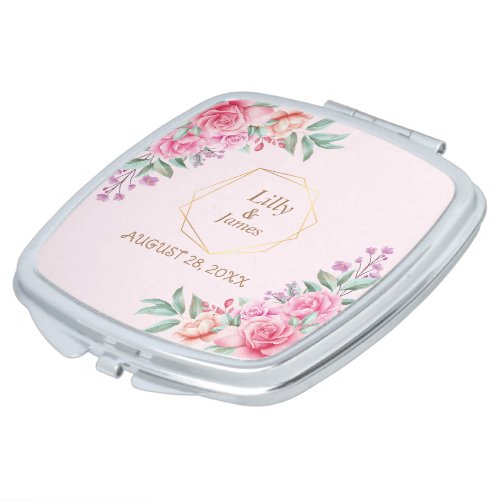 Floral Pink wedding  Compact Mirror