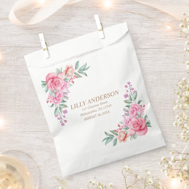 Floral Pink wedding   Favor Bag (Clipped)