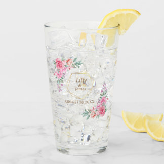 Floral Pink wedding  Glass