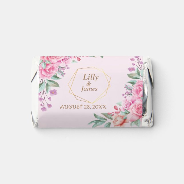 Floral Pink wedding  Hershey's Miniatures (Front)