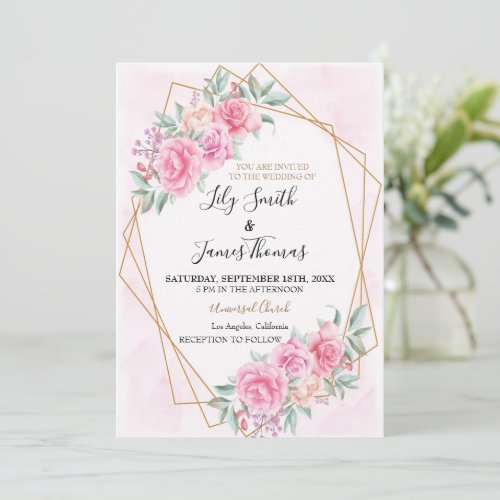 Floral Pink wedding  Invitation