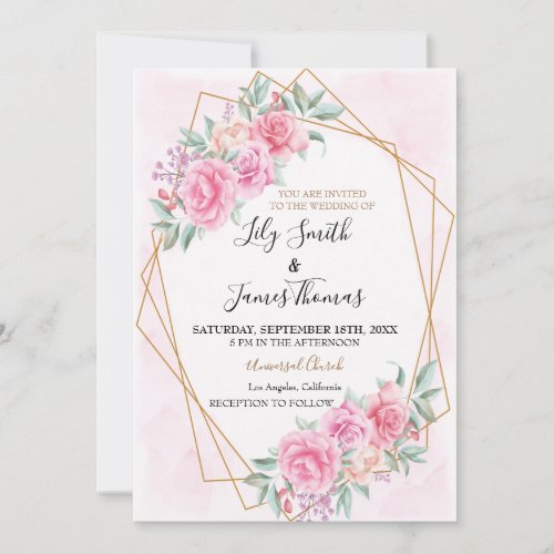 Floral Pink wedding  Invitation