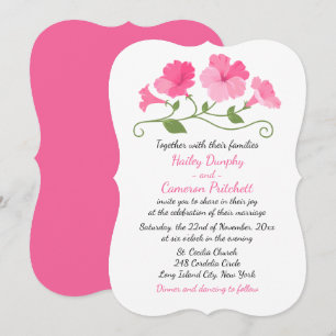 Floral Pink Wedding Invitation Fuchsia Flowers