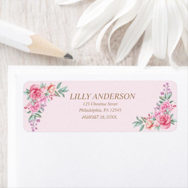 Floral Pink wedding  Label (Insitu)