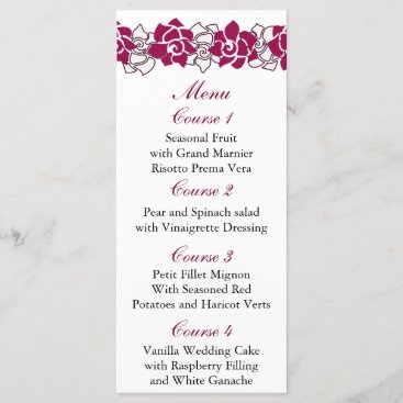 floral pink Wedding menu