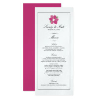 Floral Pink Wedding Menu Invitation