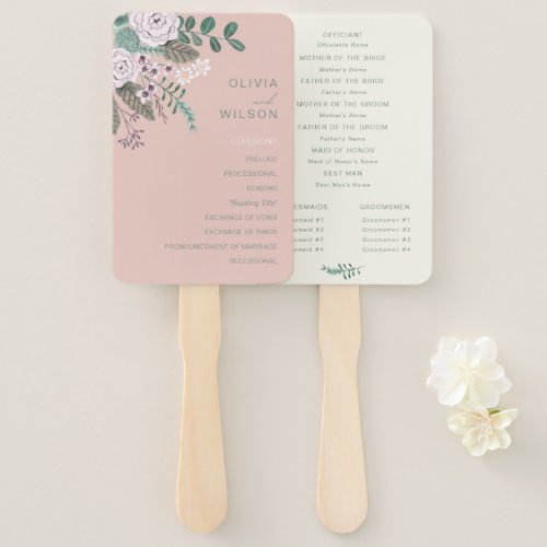 Floral pink wedding Set of Fans