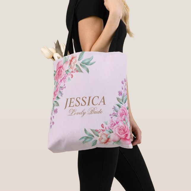Floral Pink wedding  Tote Bag (Close Up)
